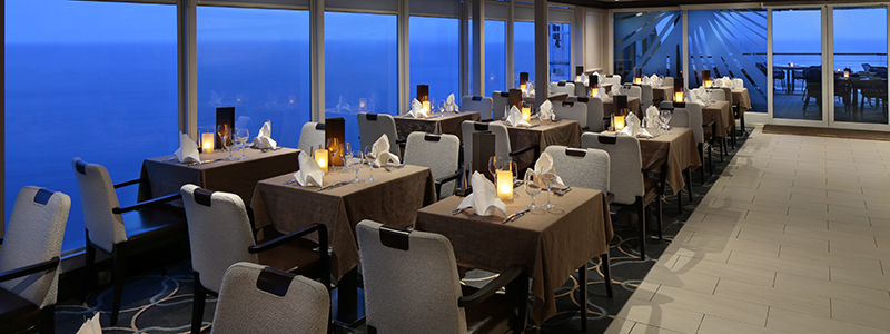 Windows Cafe - Dinner Setting - Deck 9 Portside Aft Azamara Journey - Azamara Club Cruises